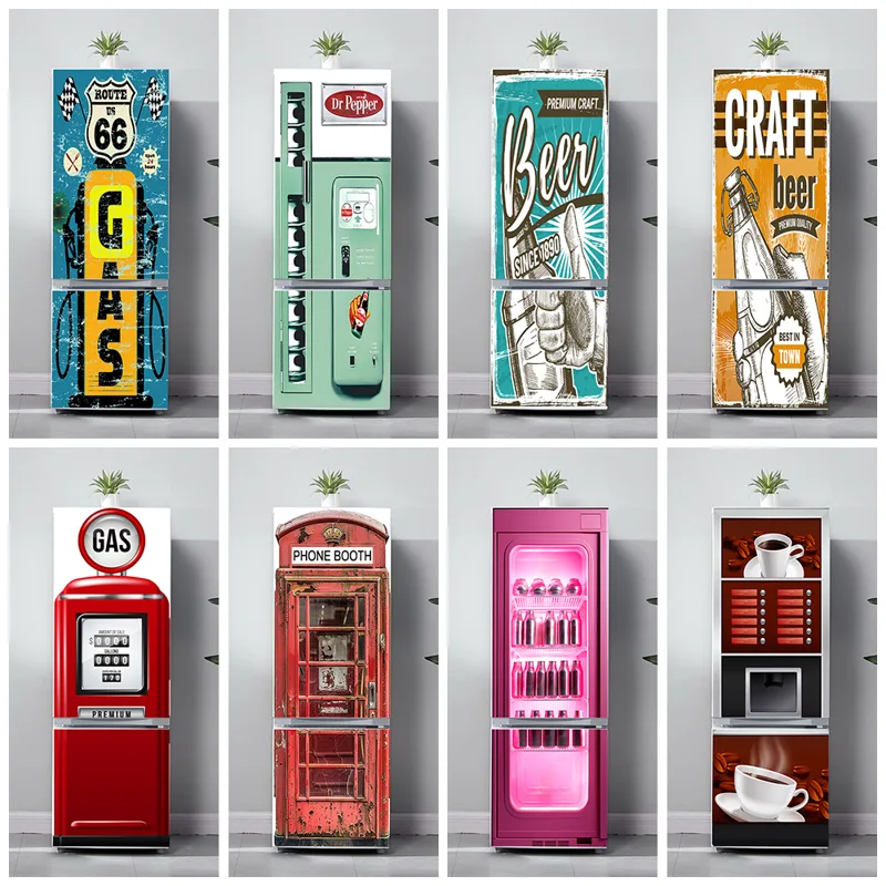 Wine Beer Fridge - Autocollants de porte de réfrigérateur College