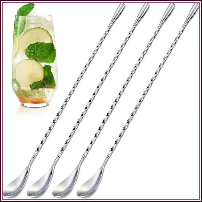 Bar Spoon Twisted - Ensemble de 4 cuillères à bar,