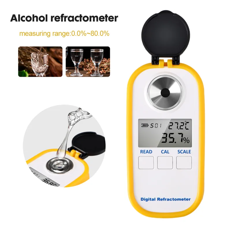 Wine Beer Spirits - Réfractomètre numérique d'alcool 0-80%, écran LCD