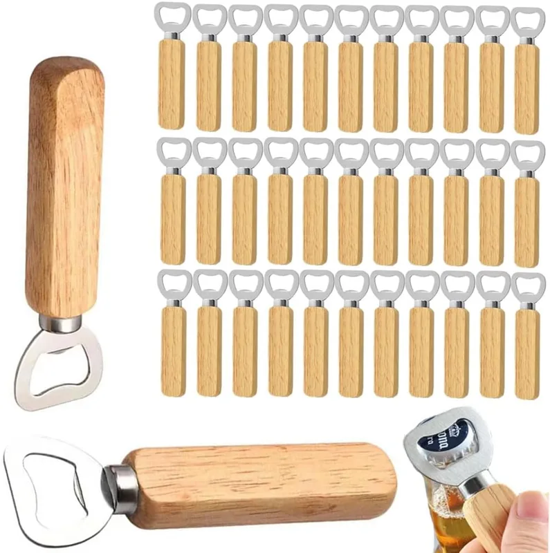 Wine Beer Spirits - Ouvre-bouteille en bois, ouvre-boîte de bière,