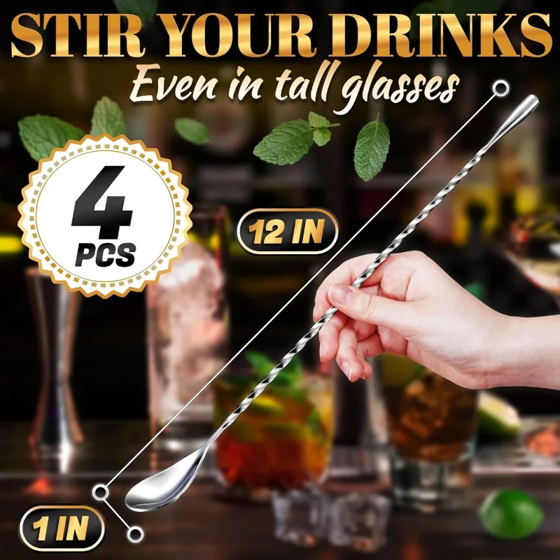 Ensemble de 4 cuillères à bar, - Bar Spoon Twisted avis et prix