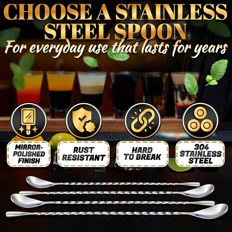 Ensemble de 4 cuillères à bar, - Bar Spoon Twisted avis et prix